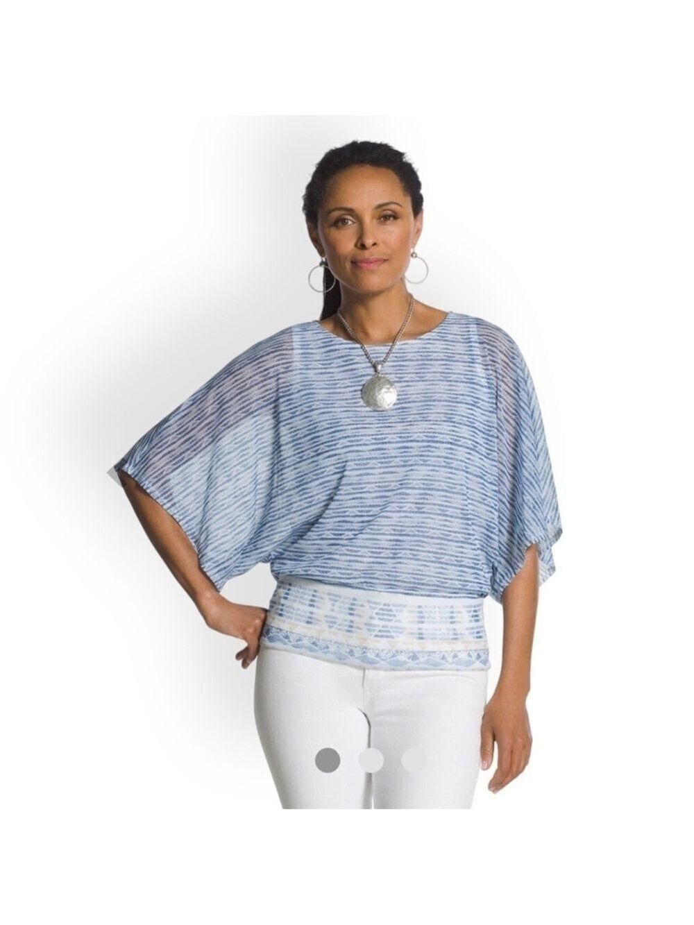 Chico’s Stacey Tribal Border Print Top Size 2 (L)